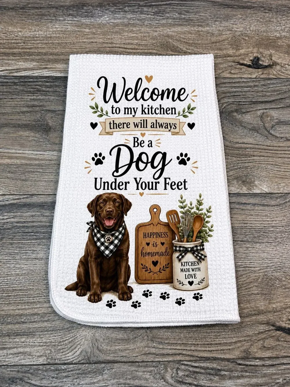 Dog Lover Kitchen Towel Welcome to My Kitchen Farmhouse Labrador Decor